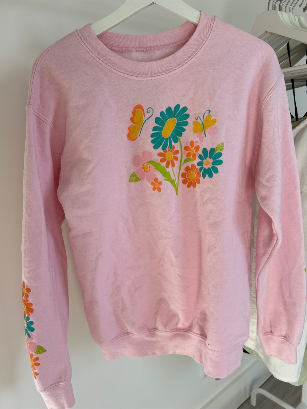 Pink Floral Butterfly Sweatshirt